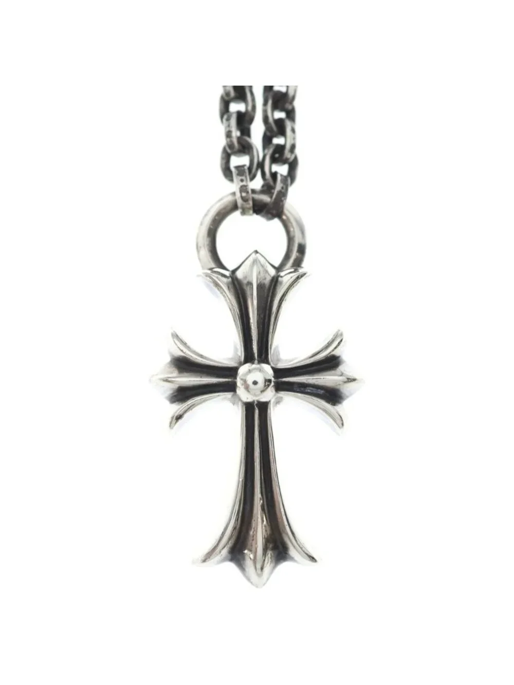 Chrome Hearts Ppr Chn Sml CH Crs Paper Chain Small CH Cross Silver Necklace